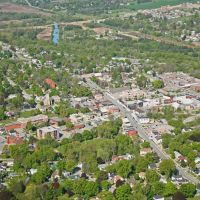 Aerial view of the Town of Ingersoll's main street and surrounding areas