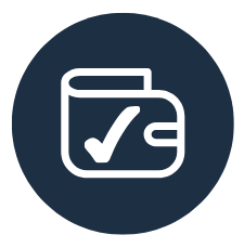 wallet with checkmark