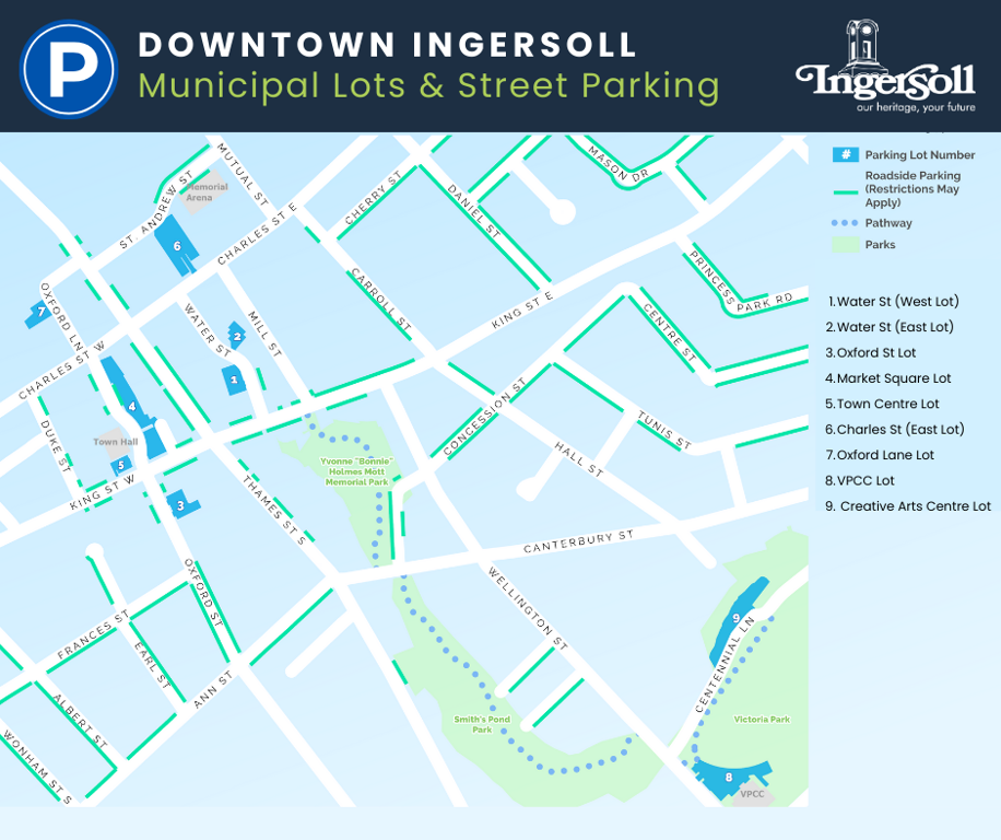Downtown Municipal Lots and Street Parking Map