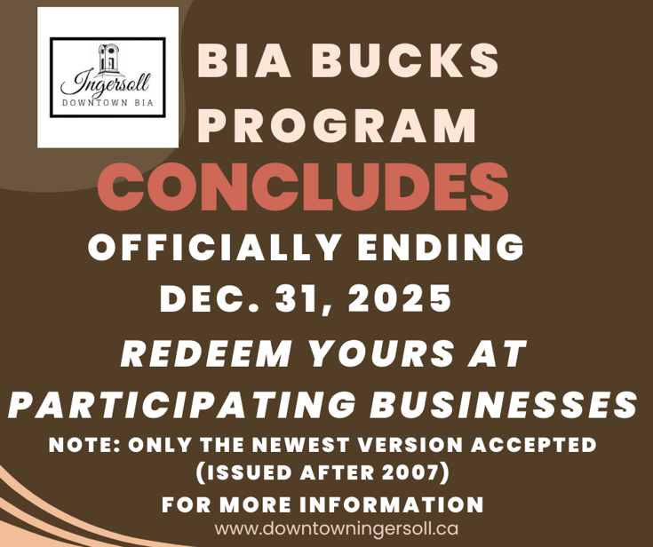 BIA BUCKS ENDS DEC 31ST 2025 - REDEEM BUCKS AT PARTICIPATING BUSINESSES