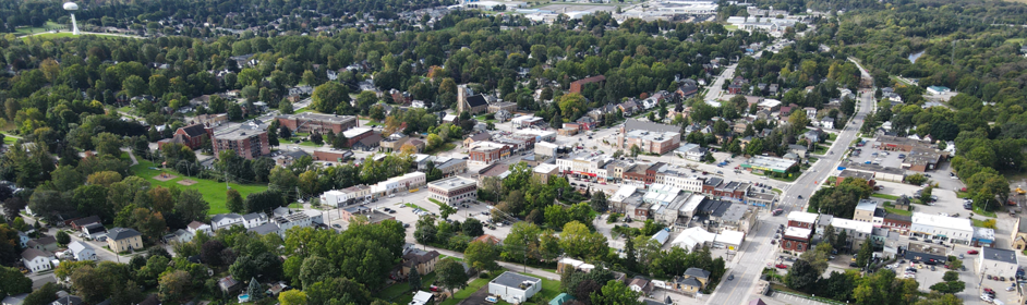 Aerial picture of downtown Ingersoll