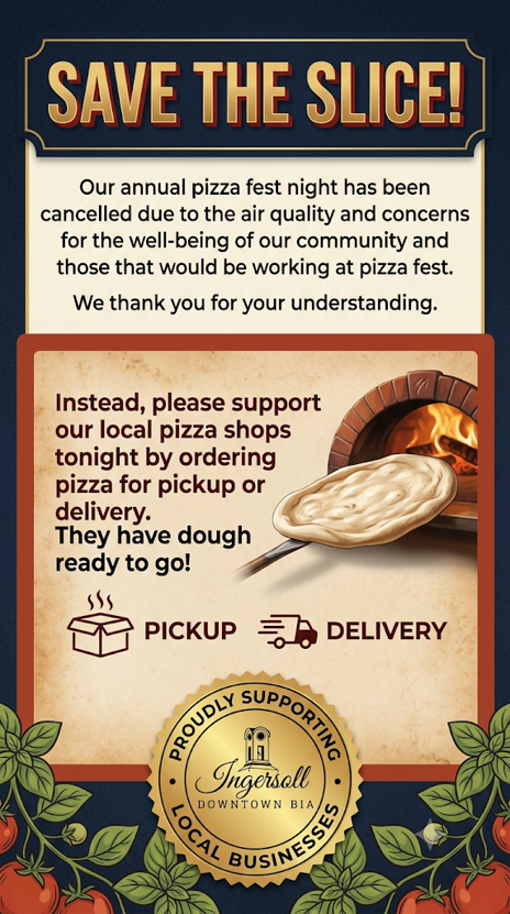 Pizza Fest Cancellation poster